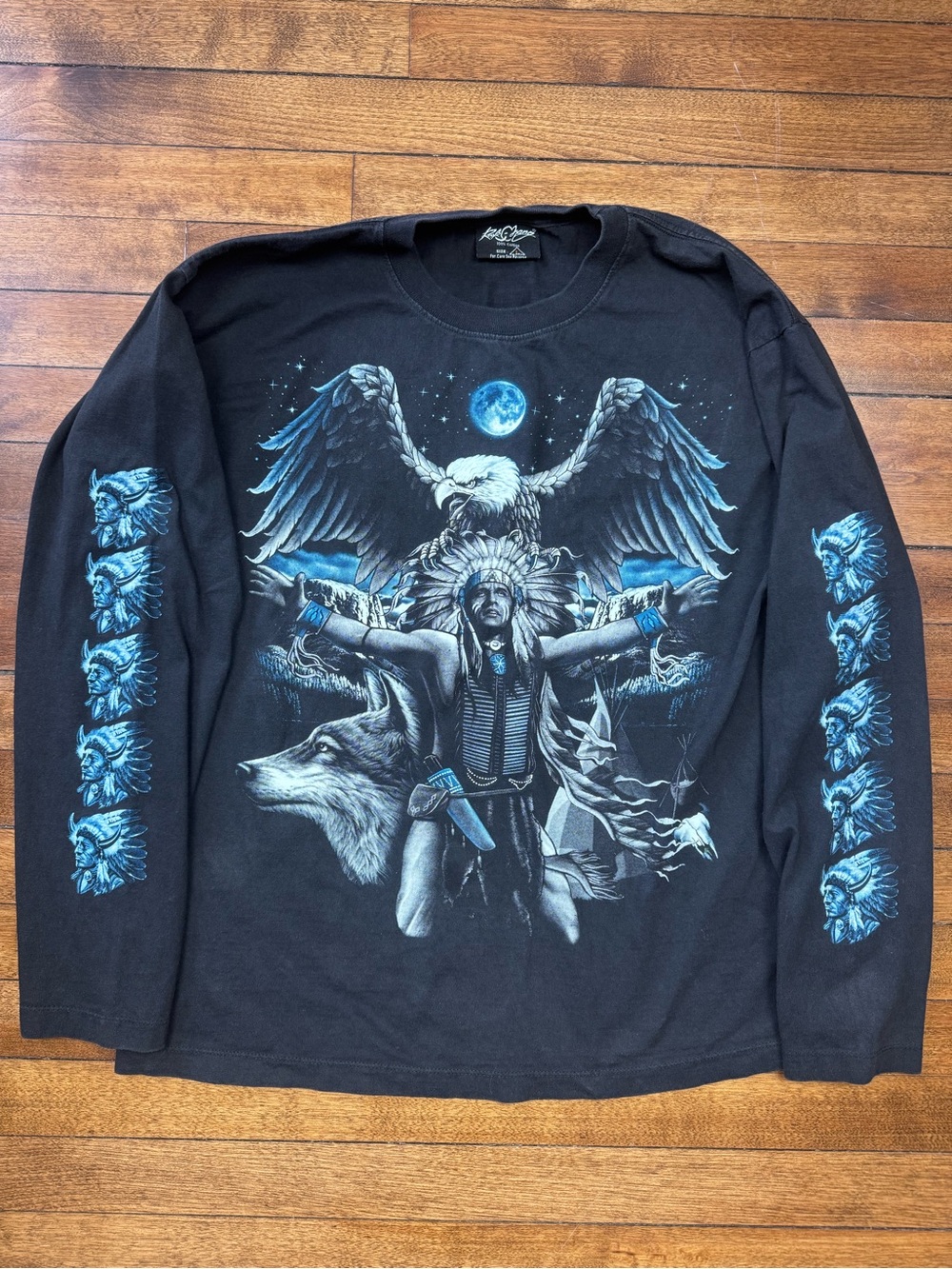 Vintage Rock Chang Glow-in-the-dark Biker Streetwear Long Sleeve Shirt Size L